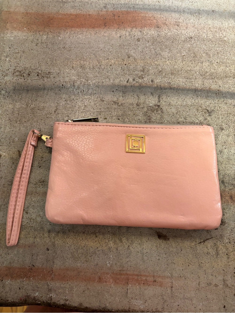 Liz Claiborne Pink Leather Wristlet Clutch with Gold Logo